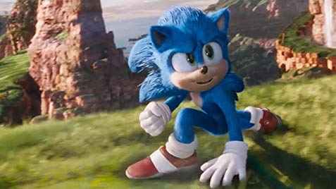 clip from upcoming sonic movie, showing sonic the hedgehog